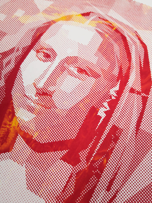 Darstellung einer Madonna im Siebdruck Halbtonraster