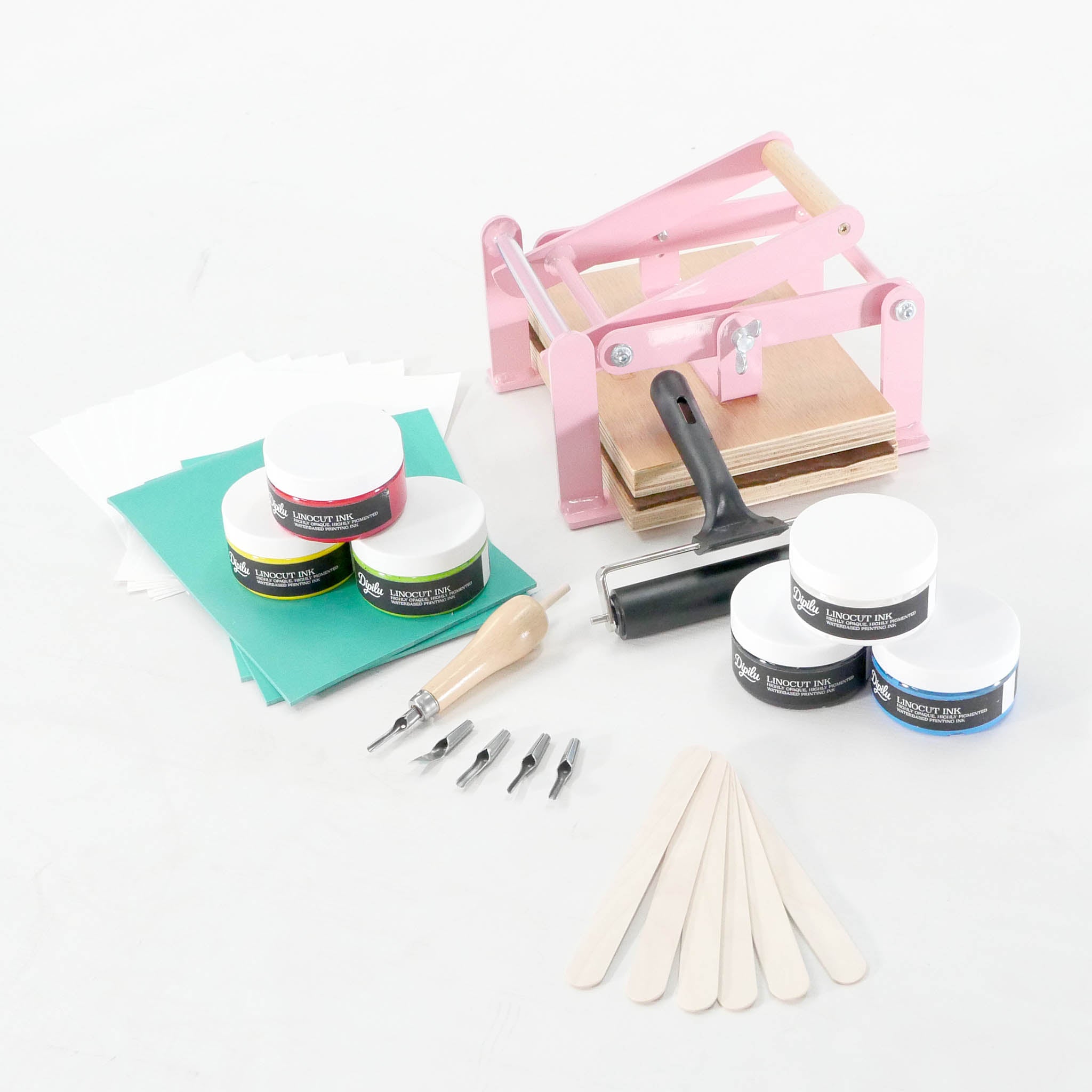 Linoldruck Set PRO A5 mit Bulky Press