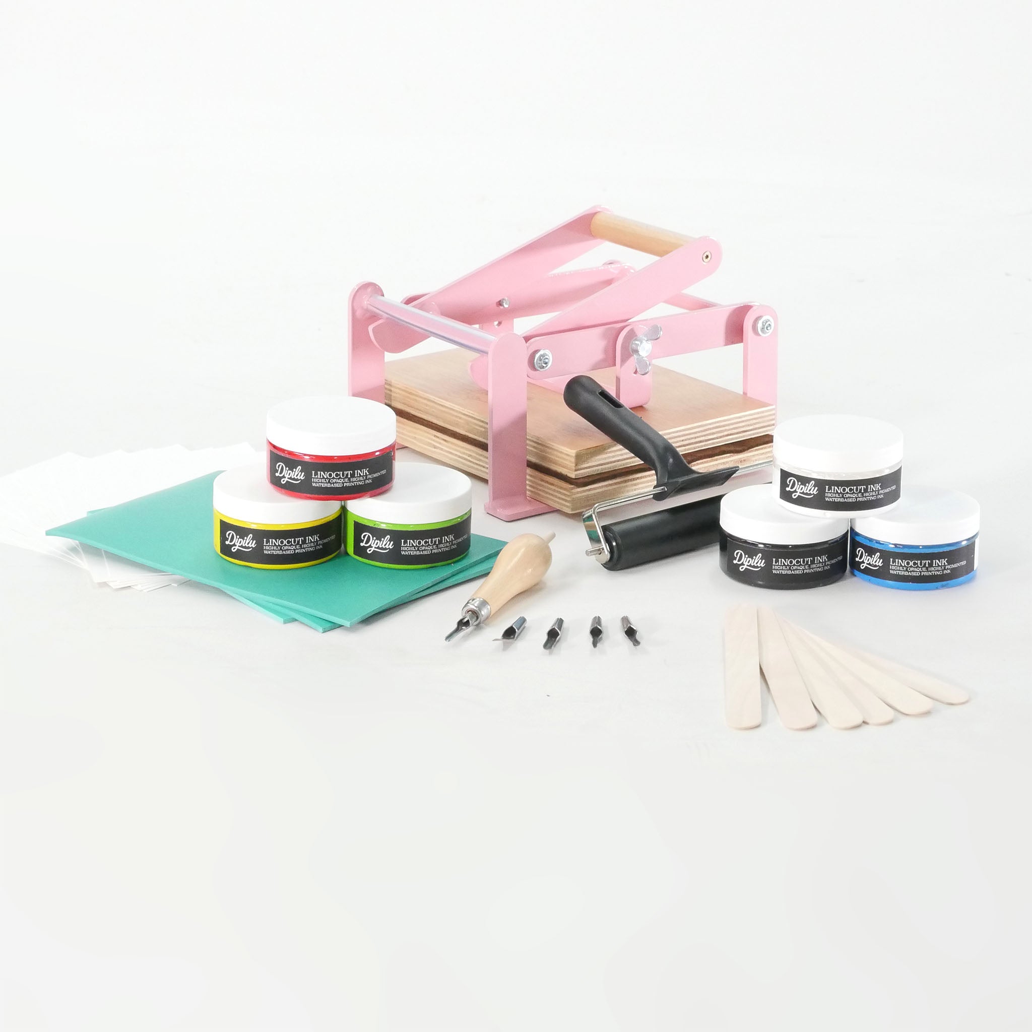 Linoldruck Set PRO A5 mit Bulky Press