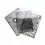 Drei unterschiedlich bedruckt Folien für Laserdrucker zur Belichtung von Siebdruckrahmen mit Motiv bedruckt.