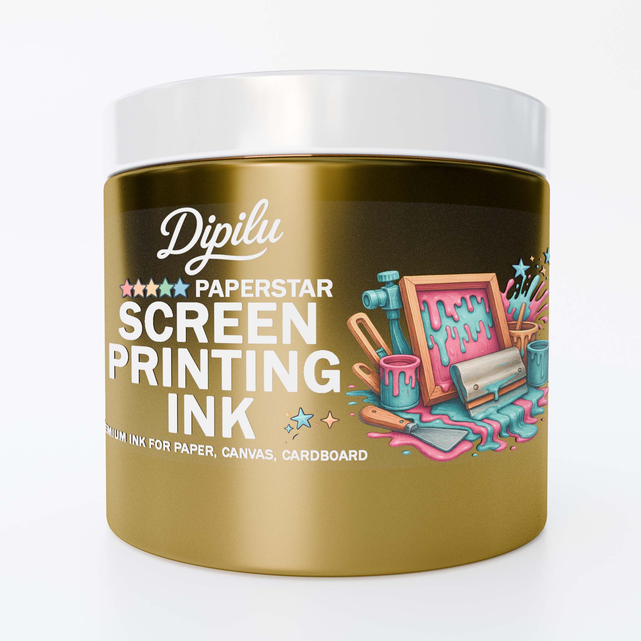 Siebdruckfarbe für den Druck auf Papier in der Farbe Gold