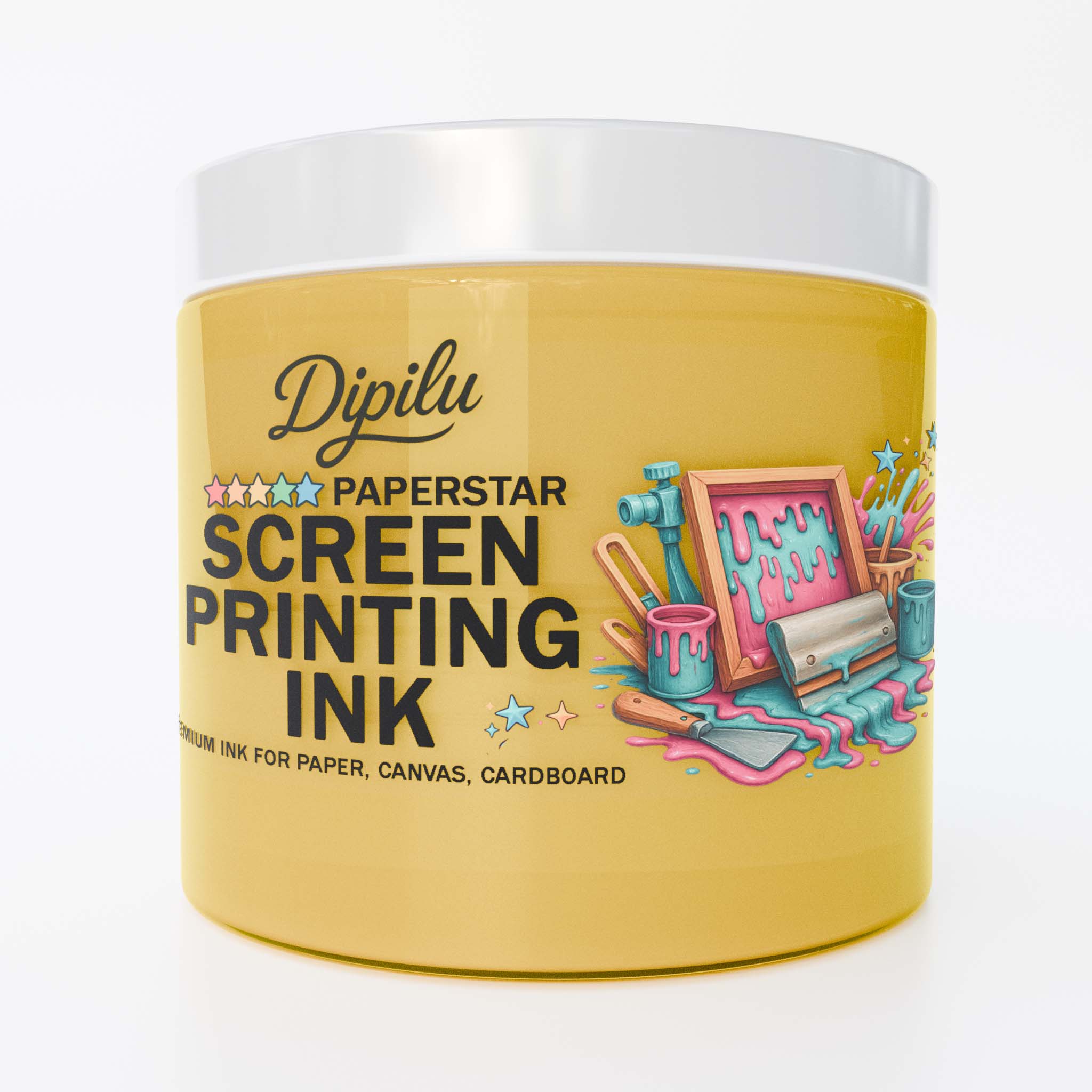 Siebdruckfarbe für den Druck auf Papier in der Farbe Gelb