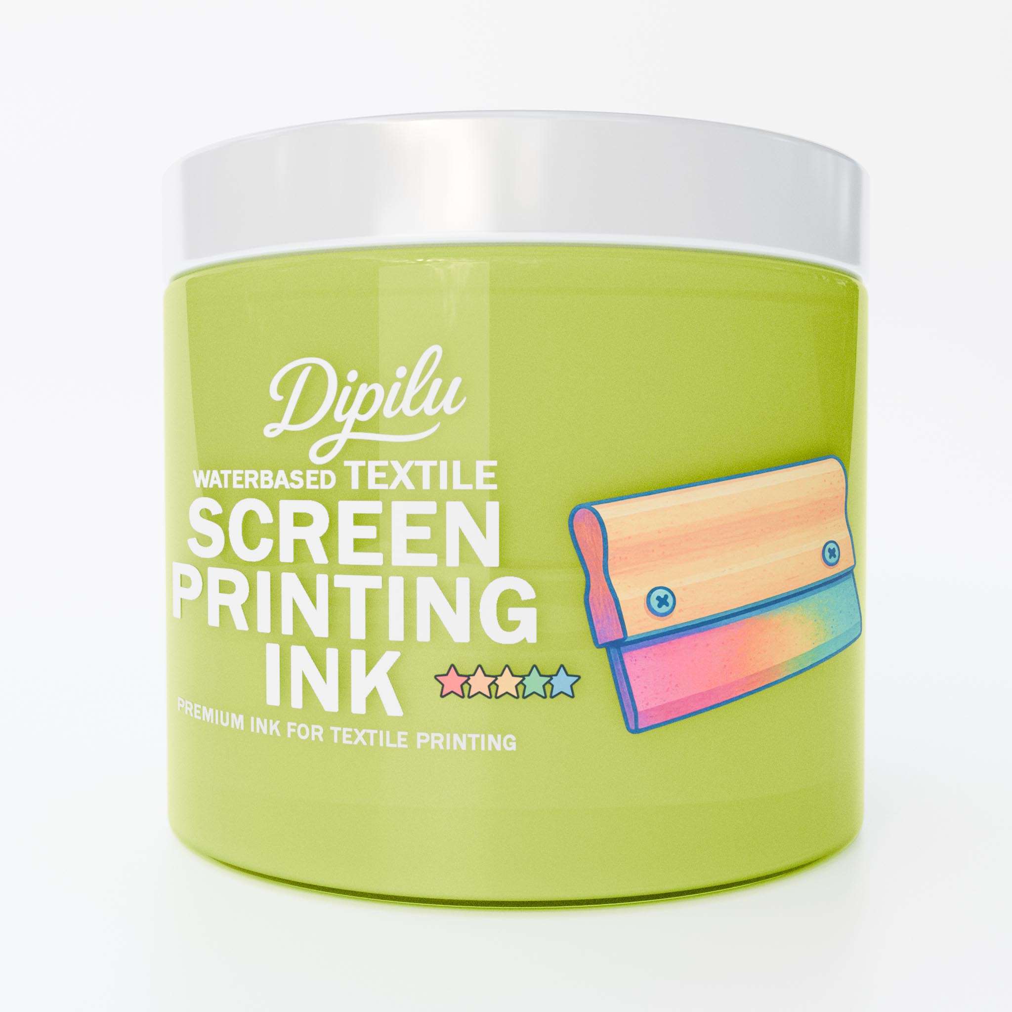 Water-based screen printing ink for textile printing, shade light lime