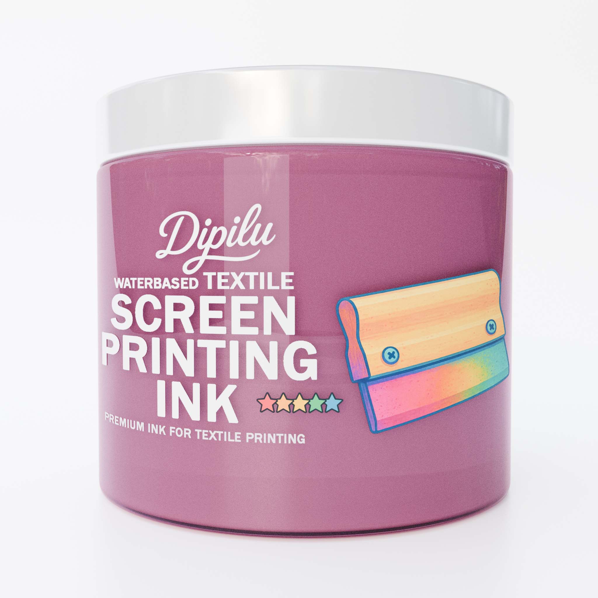 Water-based screen printing ink for textile printing, color shade pink