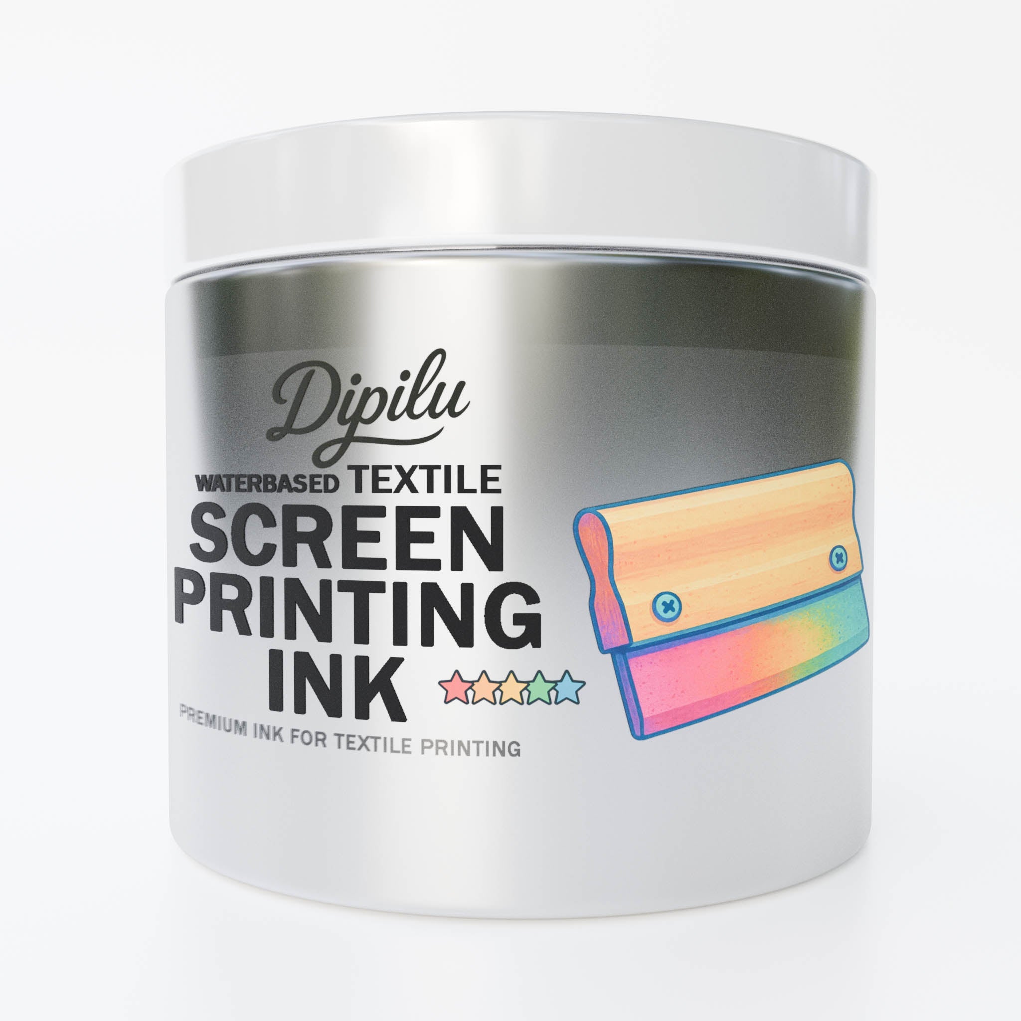 Siebdruckfarbe für den Druck auf Textilien in der Farbe Silber